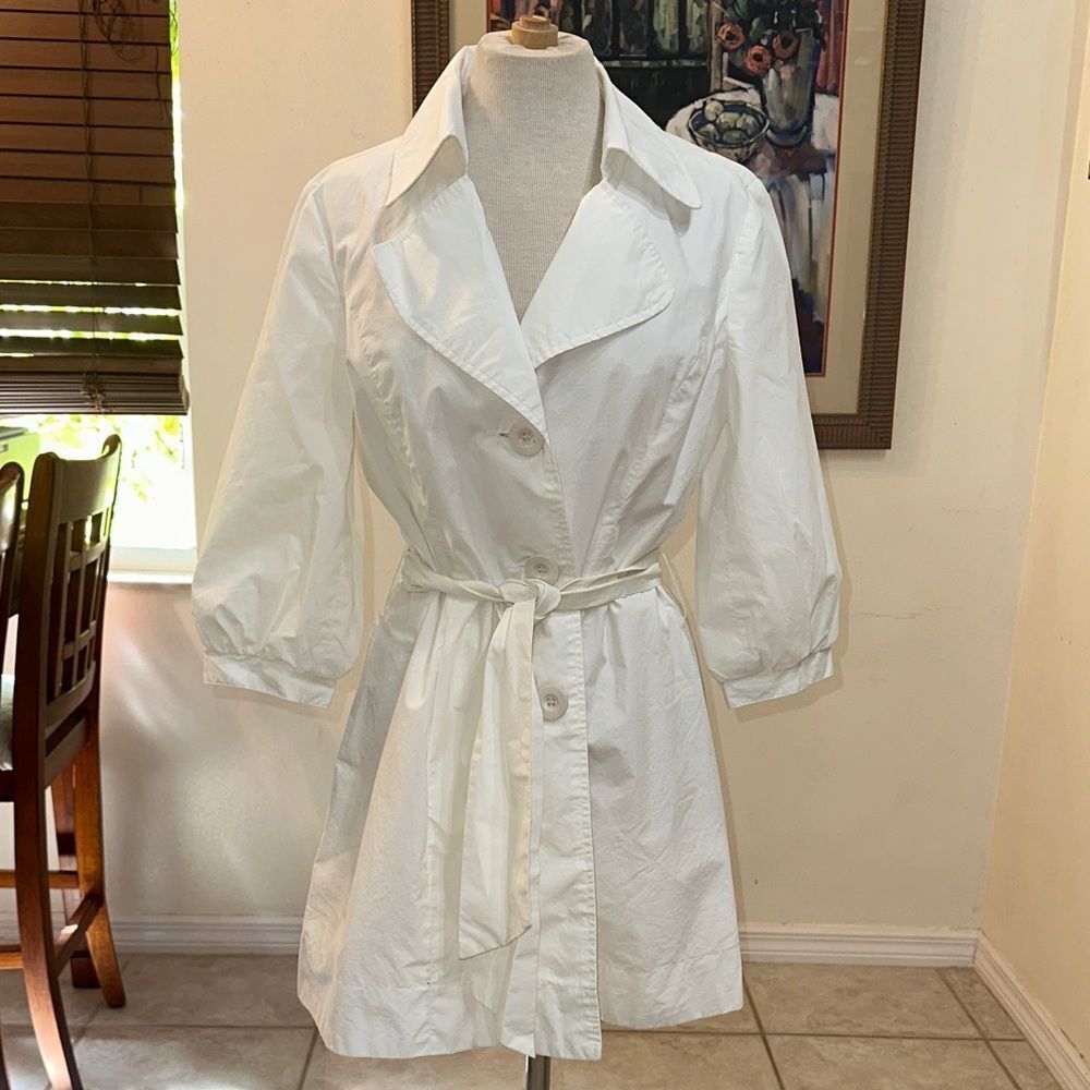 GRACIA FASHION White Women's Trench Coat Size Large
